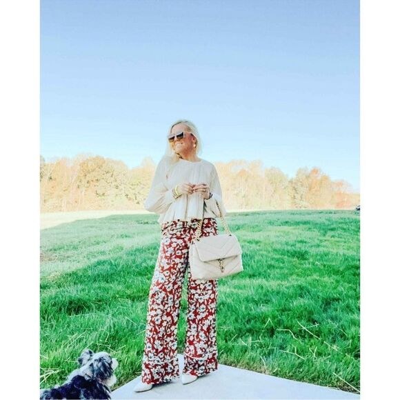 Women's Floral Wide Leg Trousers - La Ligne x Target Brown/White - Picture 5 of 7